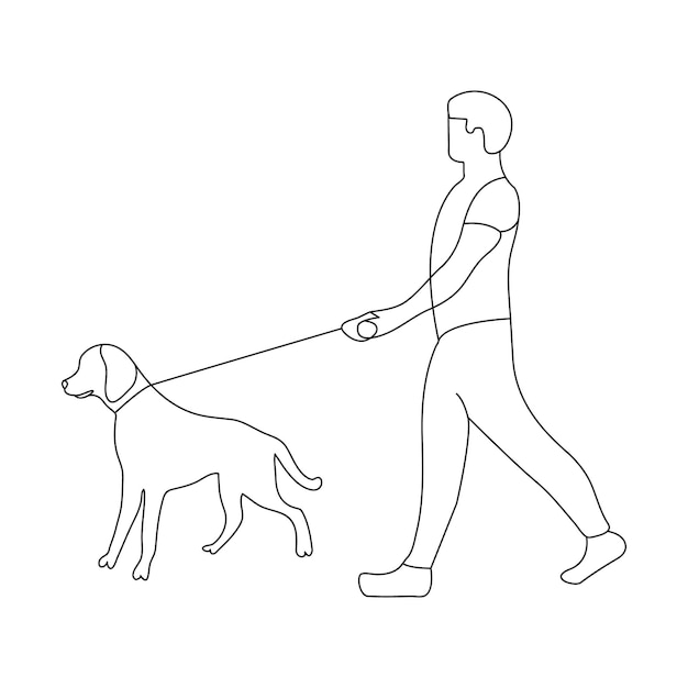 Ilustración continua de un vector de arte de perro de una línea