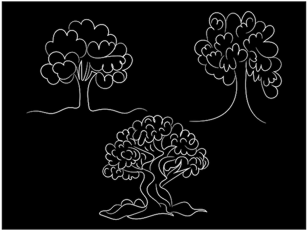 Ilustración de contorno de árboles dibujados a mano