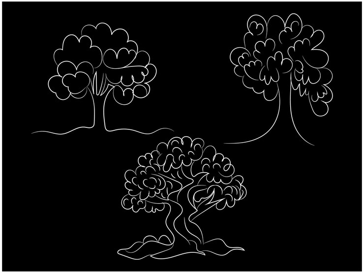 Vector ilustración del contorno de los árboles dibujados a mano
