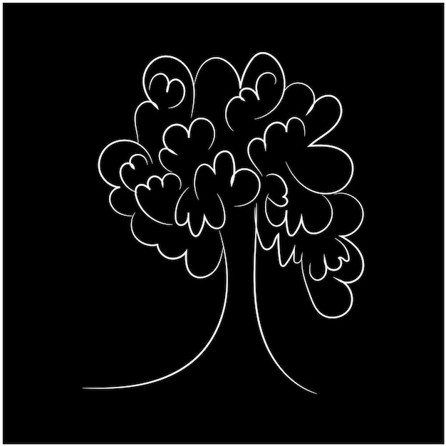 Ilustración del contorno de los árboles dibujados a mano
