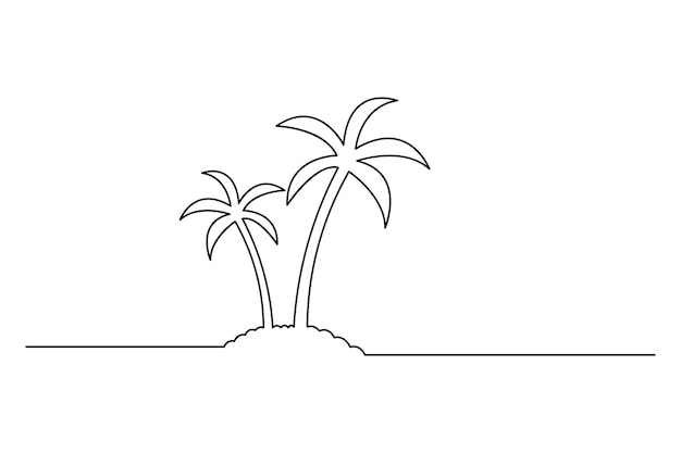 Ilustración de contorno de arte vectorial de una línea continua de un solo dibujo de línea de palma