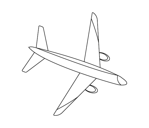 Ilustración de contorno de avión dibujado a mano
