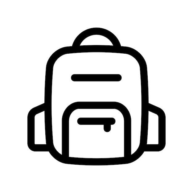 Ilustración del contorno de la bolsa escolar de la mochila icono negro