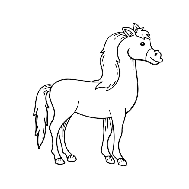 Vector ilustración de contorno de caballo dibujado a mano