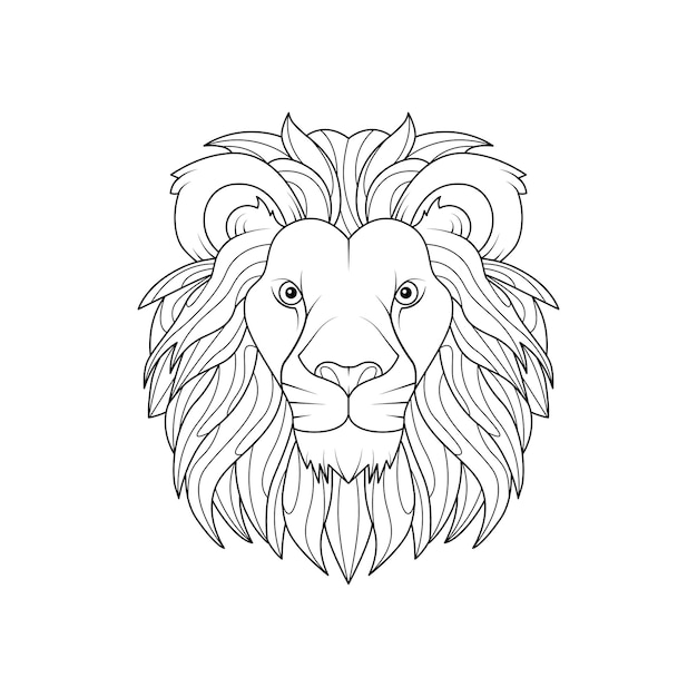 Ilustración del contorno de la cabeza del león dibujada a mano