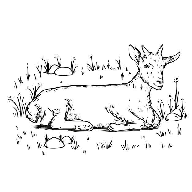 Vector ilustración de contorno de cabra dibujada a mano