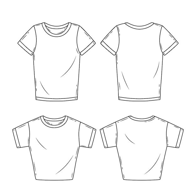 Vector ilustración de contorno de camiseta dibujada a mano
