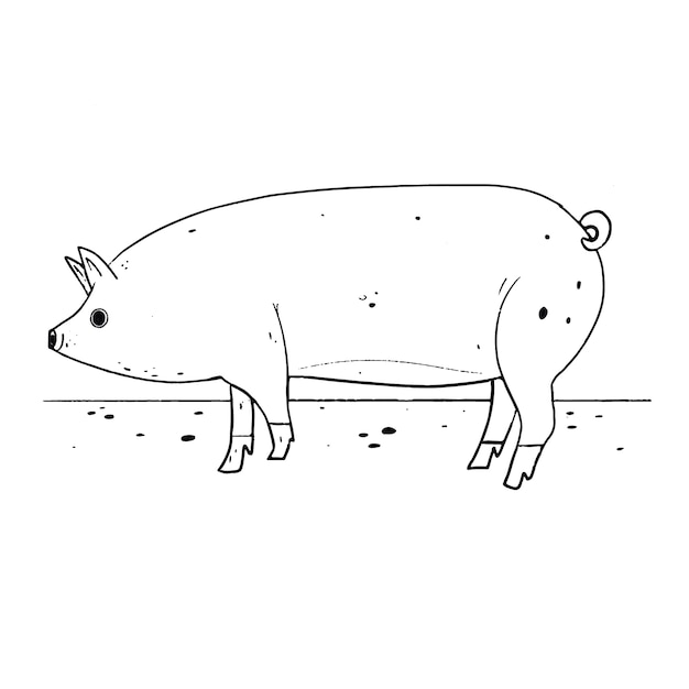 Vector ilustración de contorno de cerdo dibujado a mano