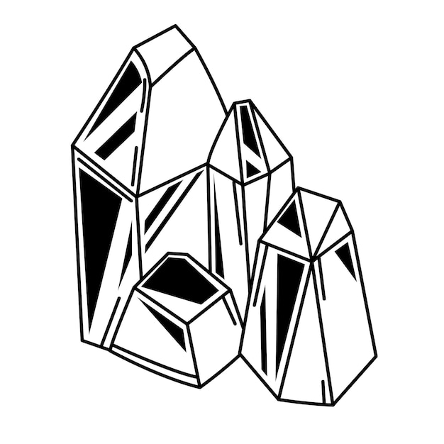 Ilustración del contorno del cristal de cuarzo blanco en el vector de fondo