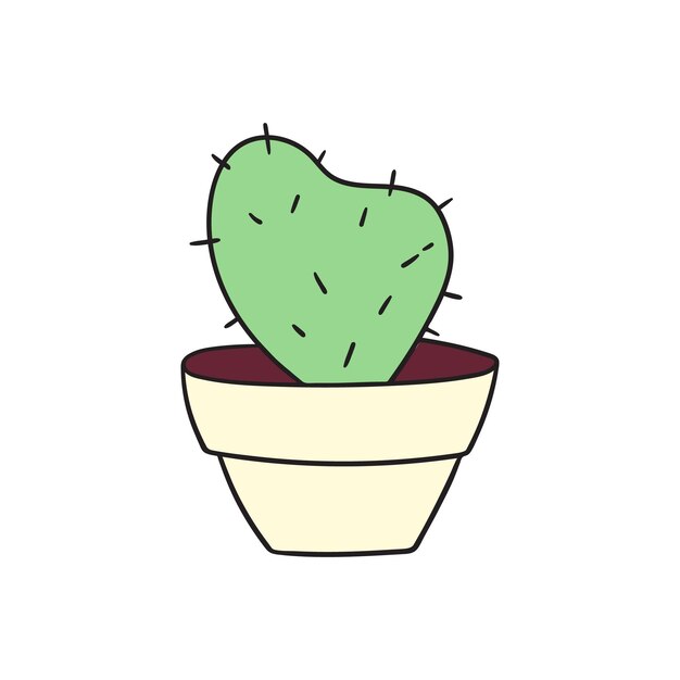 Ilustración del contorno dibujada a mano con un cactus