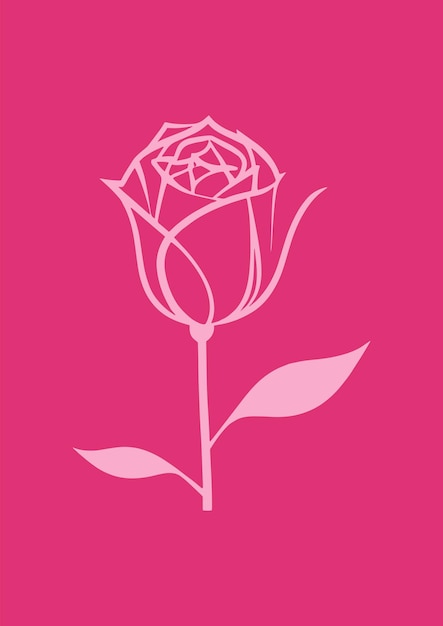 Ilustración del contorno dibujada a mano de una sola rosa