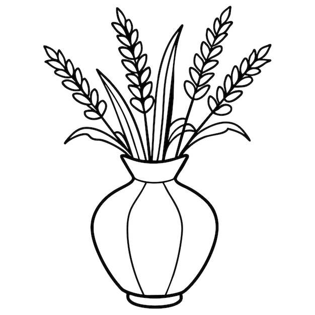 Ilustración del contorno de la flor de lavanda diseño de la página del libro de colorear Lavanda arte de línea en blanco y negro dr