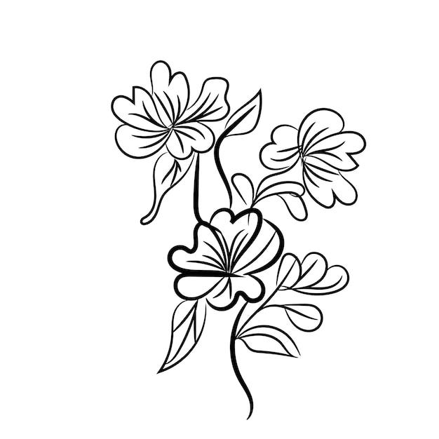 Ilustración de contorno de flor plana simple