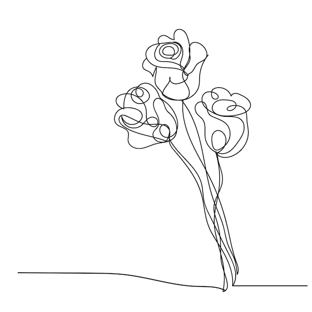 Ilustración de contorno de flor plana simple