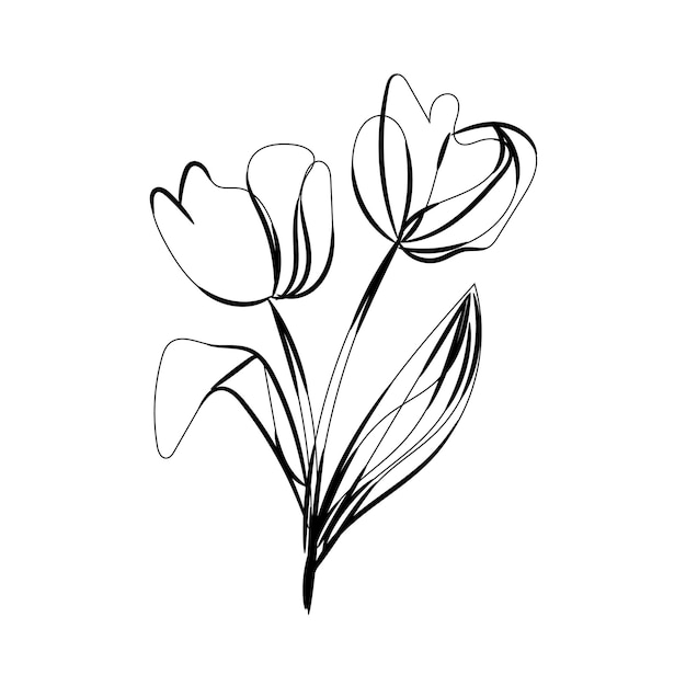 Ilustración del contorno de una flor plana y simple