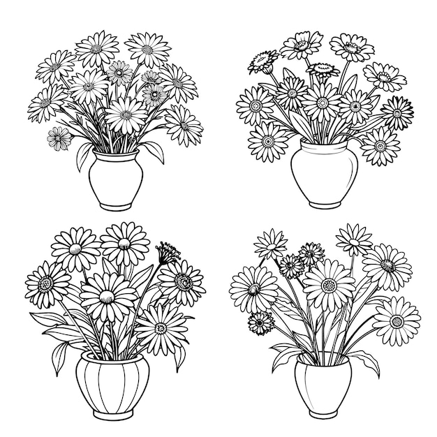 Ilustración del contorno de una flor simple dibujada a mano