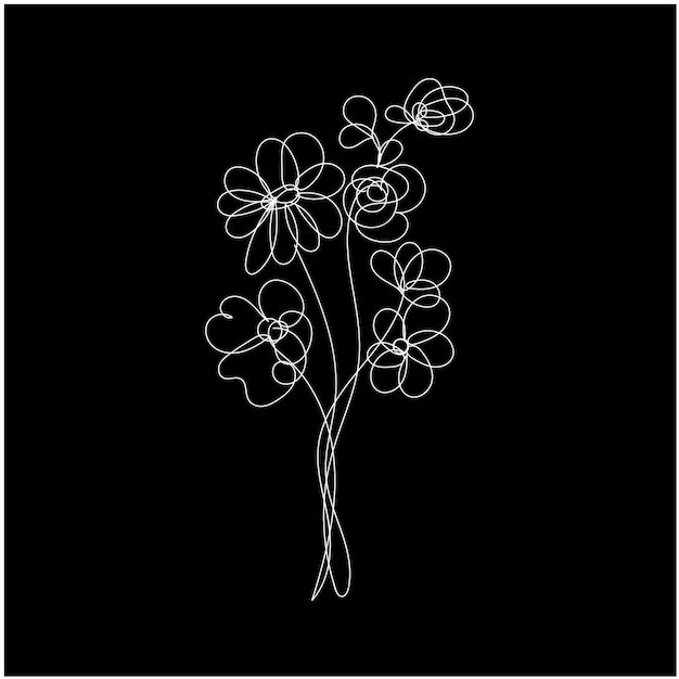 Ilustración del contorno de una flor simple dibujada a mano
