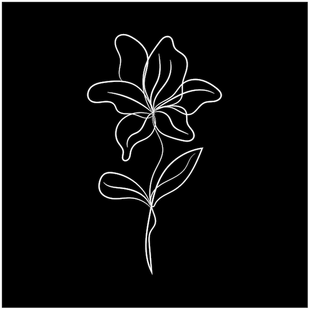 Ilustración del contorno de una flor simple dibujada a mano