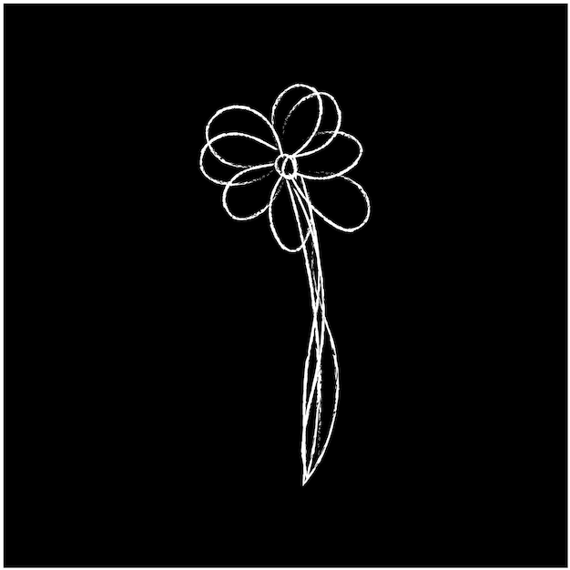 Ilustración del contorno de una flor simple dibujada a mano