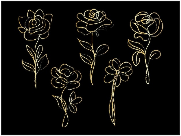 Ilustración del contorno de una flor simple dibujada a mano