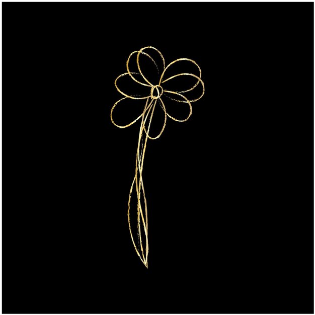 Ilustración del contorno de una flor simple dibujada a mano