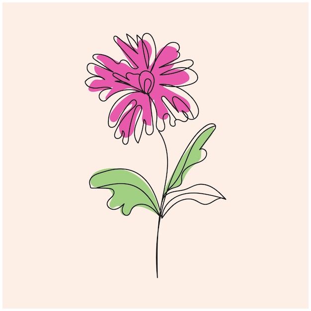 Ilustración del contorno de una flor simple dibujada a mano