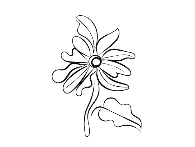 Ilustración del contorno de una flor simple dibujada a mano