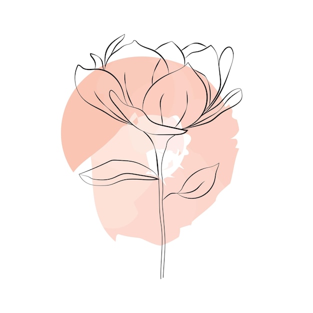 Ilustración del contorno de una flor simple dibujada a mano