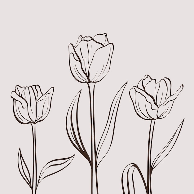 Ilustración del contorno de una flor simple dibujada a mano
