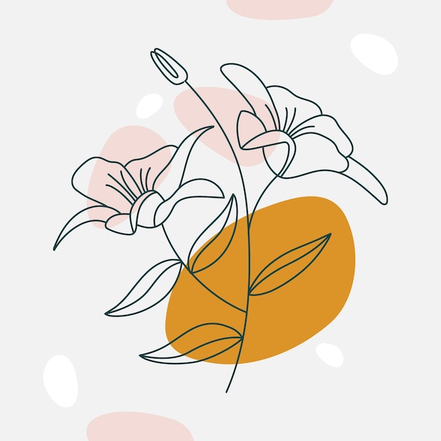 Vector ilustración de contorno de flor simple dibujada a mano