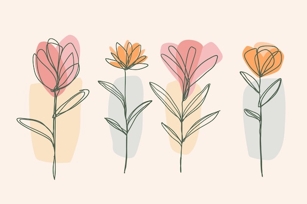 Ilustración del contorno de una flor simple dibujada a mano