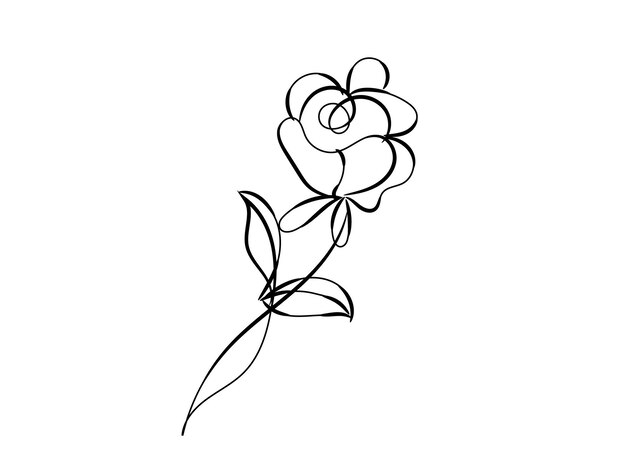 Ilustración del contorno de una flor simple dibujada a mano