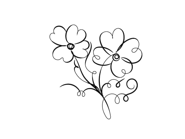 Ilustración del contorno de una flor simple dibujada a mano