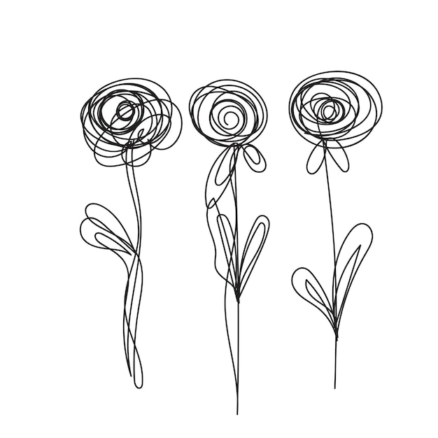 Ilustración del contorno de una flor simple dibujada a mano