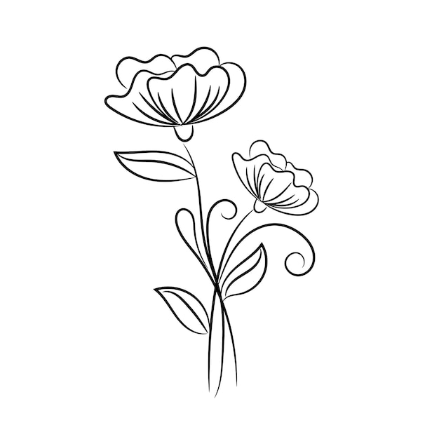 ilustración de contorno de flor simple plana vectorial
