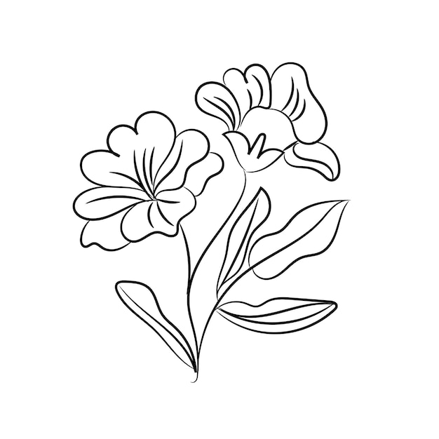 ilustración de contorno de flor simple plana vectorial