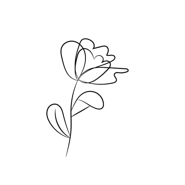 ilustración de contorno de flor simple plana vectorial