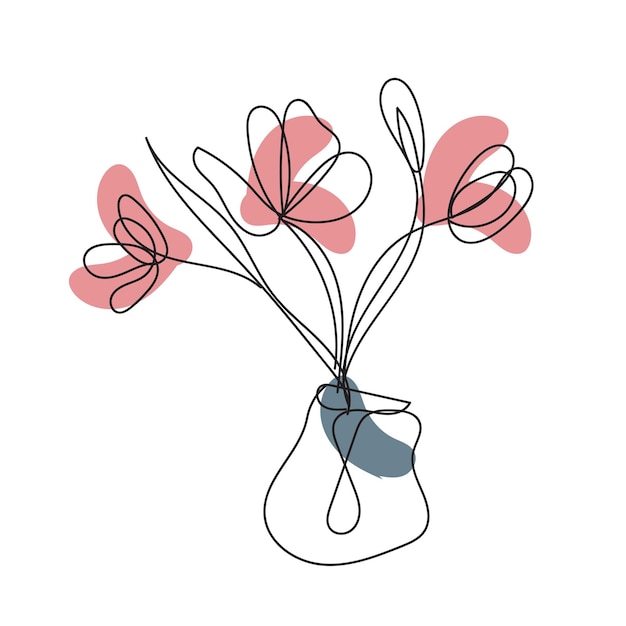 Ilustración de contorno de flor simple plana vectorial