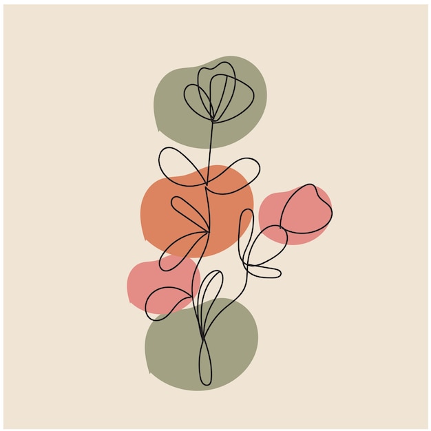 ilustración de contorno de flor simple plana vectorial