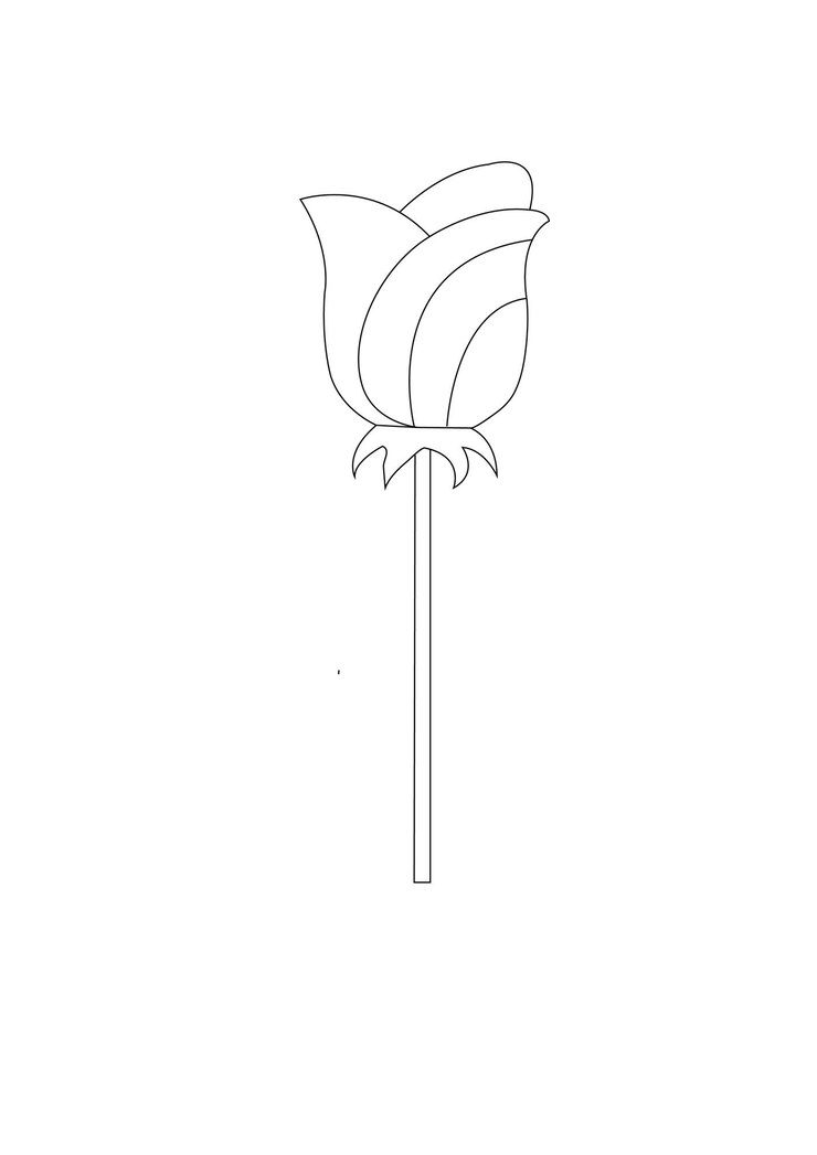 Ilustración de contorno de flor simple de vector plano