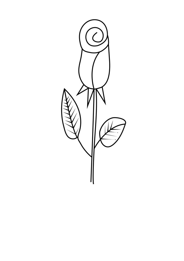 Ilustración de contorno de flor simple de vector plano