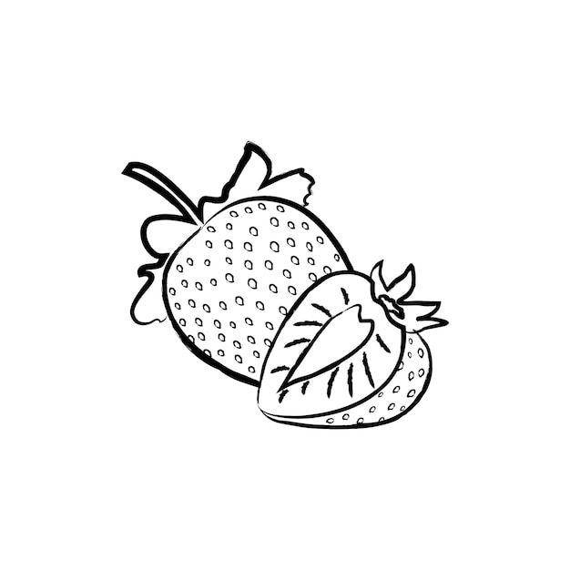 Ilustración de contorno de fresa dibujada a mano