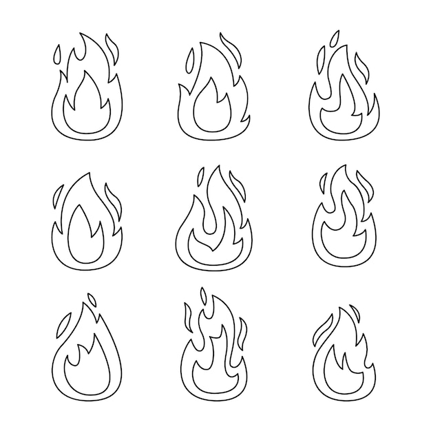 Vector ilustración de contorno de fuego dibujado a mano