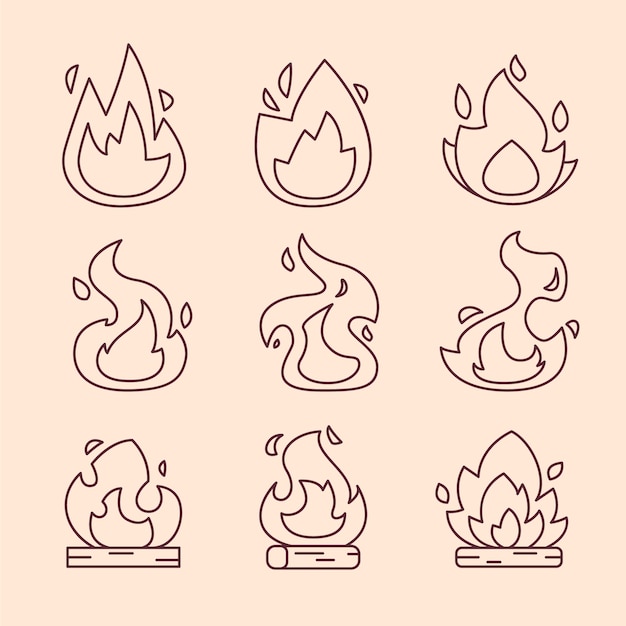 Vector ilustración de contorno de fuego dibujado a mano