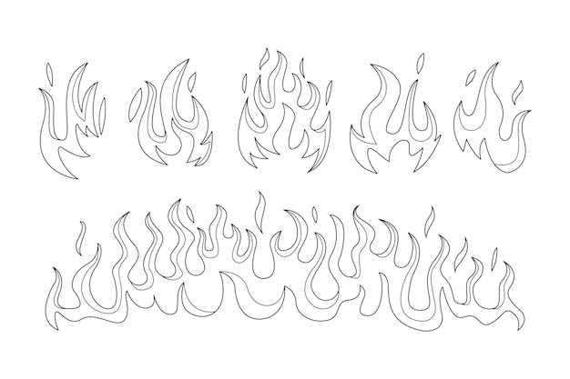 Ilustración de contorno de fuego dibujado a mano