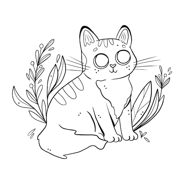 Ilustración del contorno del gato dibujada a mano