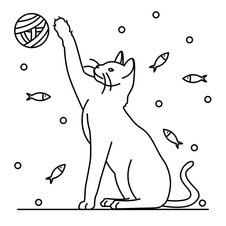 Ilustración de contorno de gato dibujado a mano