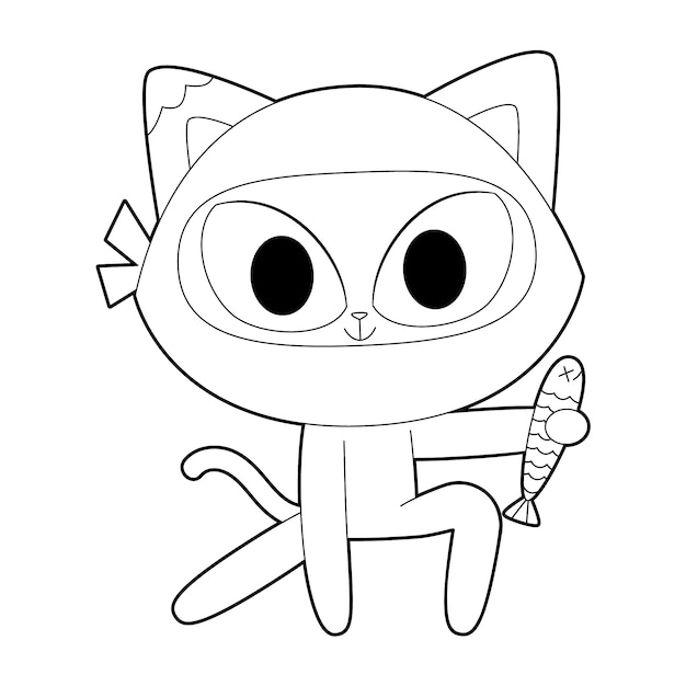 Vector ilustración de contorno de gato dibujado a mano