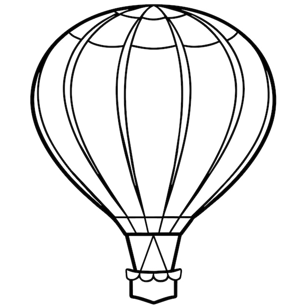 Ilustración del contorno del globo de aire caliente libro de colorear digital página dibujo de arte de línea
