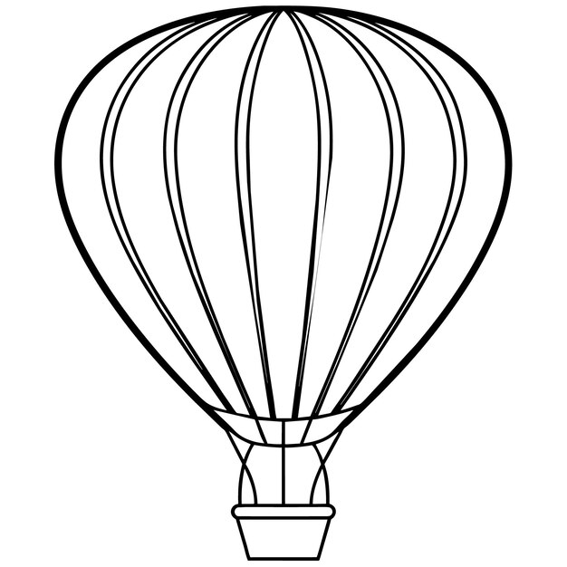 Ilustración del contorno del globo de aire caliente libro de colorear digital página dibujo de arte de línea